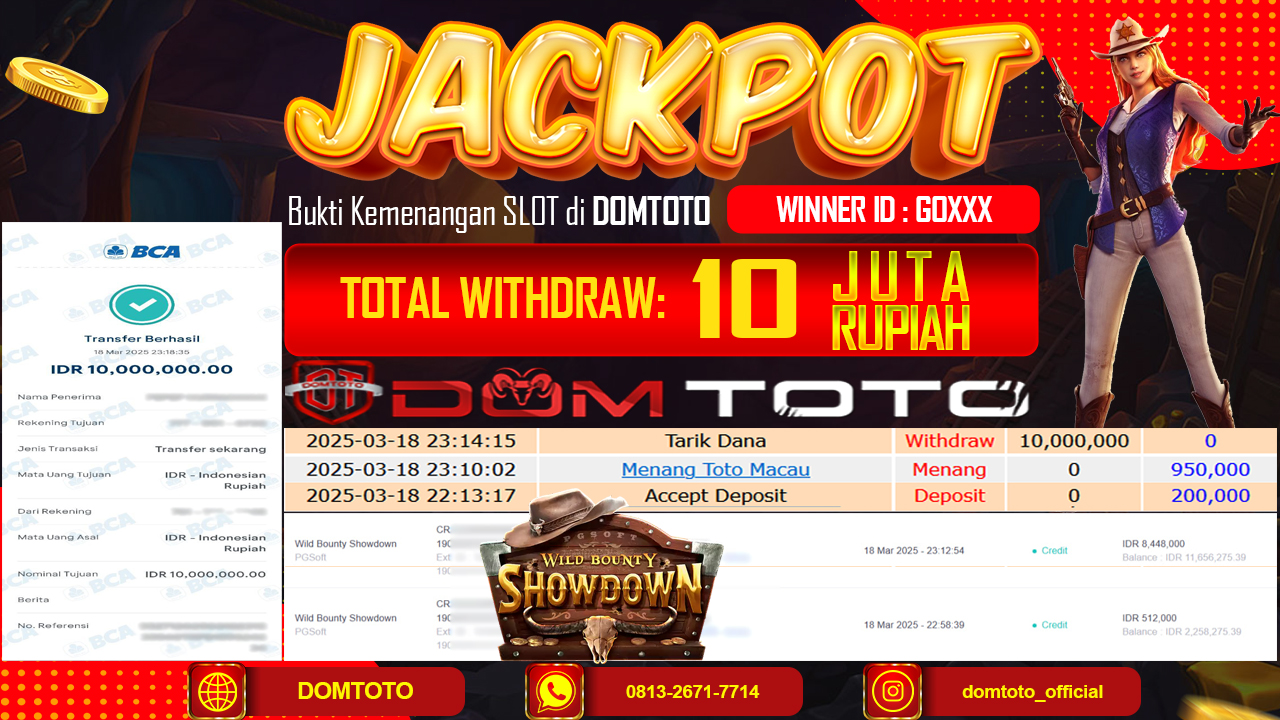JACKPOT SLOT WILD BOUNTY SHOWDOWN 18 MARET 2025